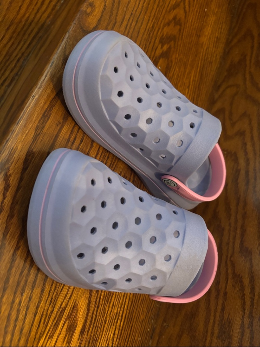 Kids Lightweight Lavender Slip-On Clogs with Pink Strap